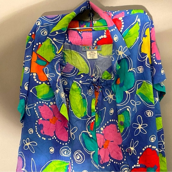 Jams World Floral Ladies XL Pajama Set, Drawstring Pants/Decorative  Buttons - Picture 4 of 16